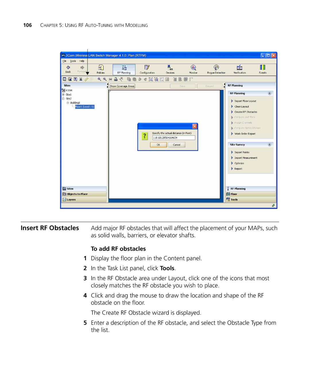 3Com WX4400 3CRWX440095A, WXR100 3CRWXR10095A, WX1200 3CRWX120695A manual To add RF obstacles 