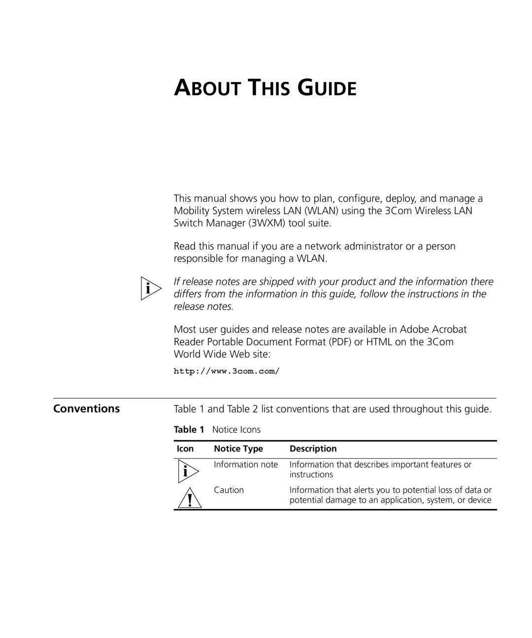 3Com WXR100 3CRWXR10095A, WX4400 3CRWX440095A, WX1200 3CRWX120695A manual About this Guide, Conventions 