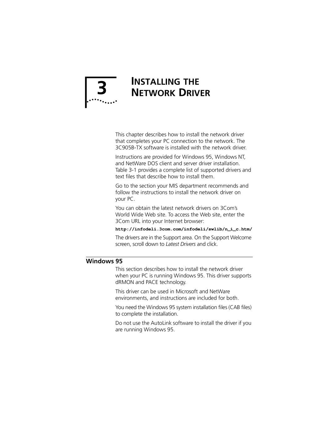 3Com XL PCI manual Installing, Windows 