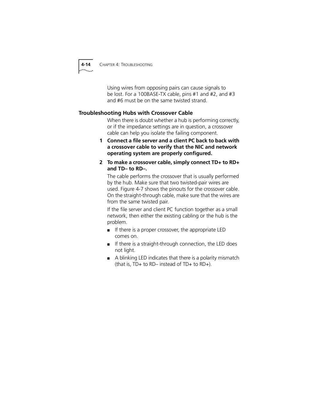 3Com XL PCI manual Troubleshooting Hubs with Crossover Cable 