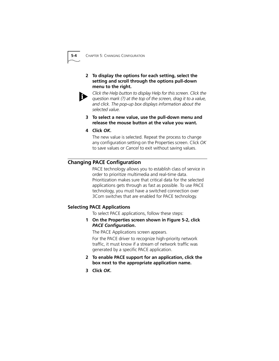 3Com XL PCI manual Changing Pace Conﬁguration, Selecting Pace Applications 