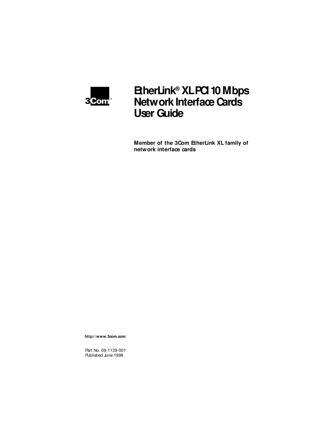 3Com XLPCI manual EtherLink XL PCI 10 Mbps Network Interface Cards User Guide 