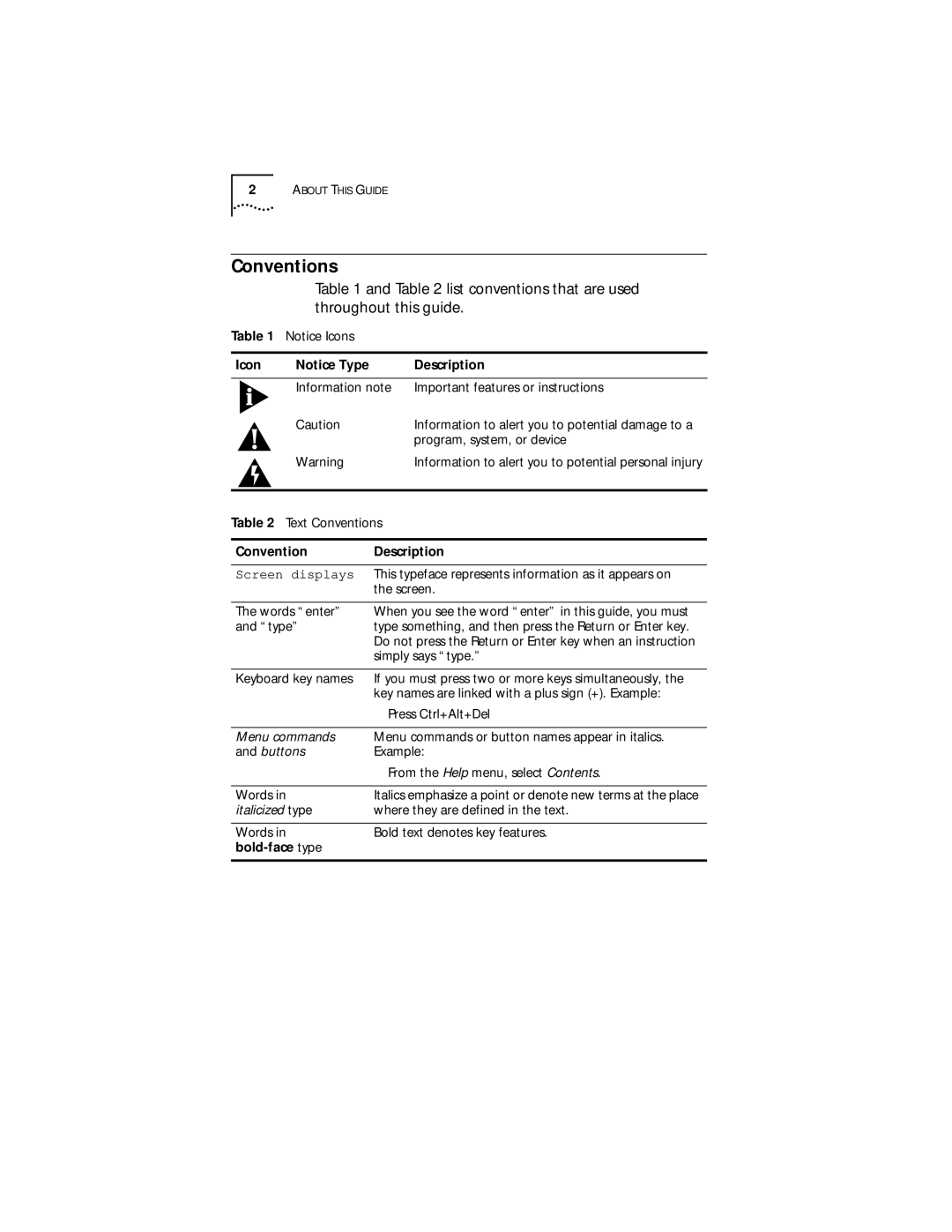 3Com XLPCI manual Conventions, Icon Description, Convention Description, Bold-face type 