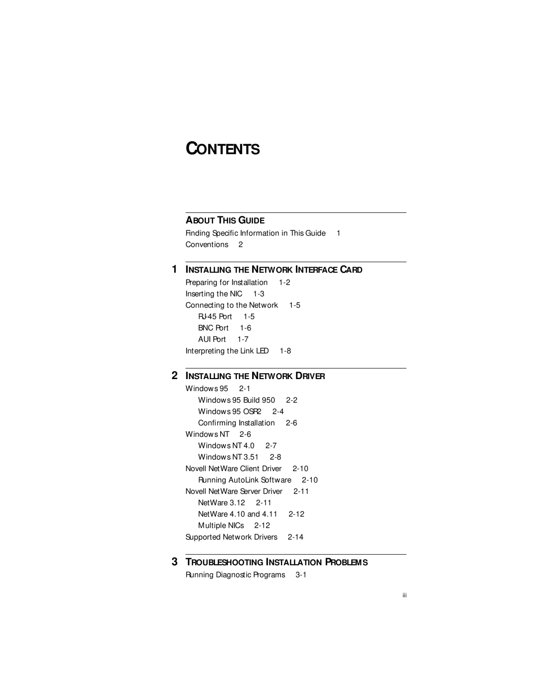 3Com XLPCI manual Contents 