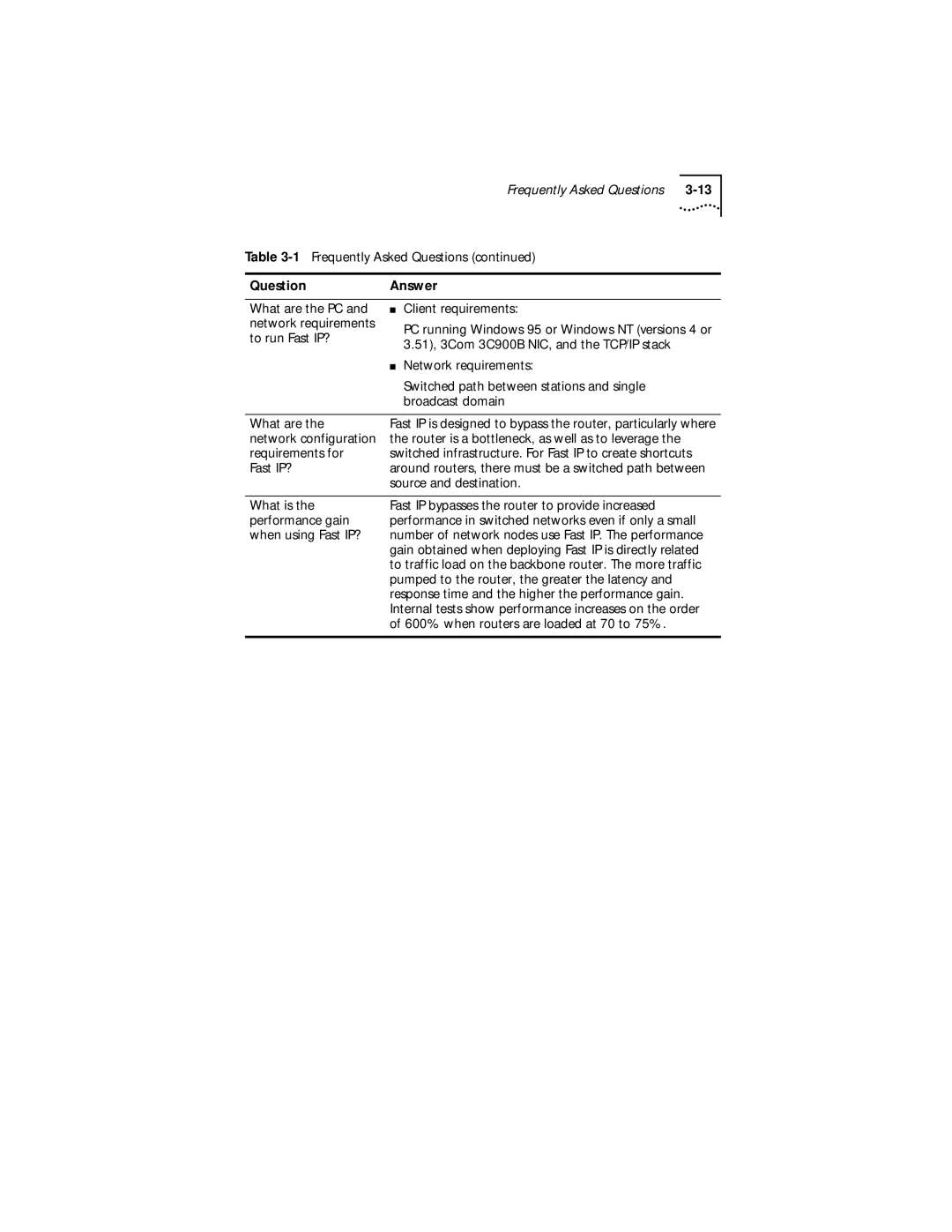 3Com XLPCI manual Fast IP is designed to bypass the router, particularly where 