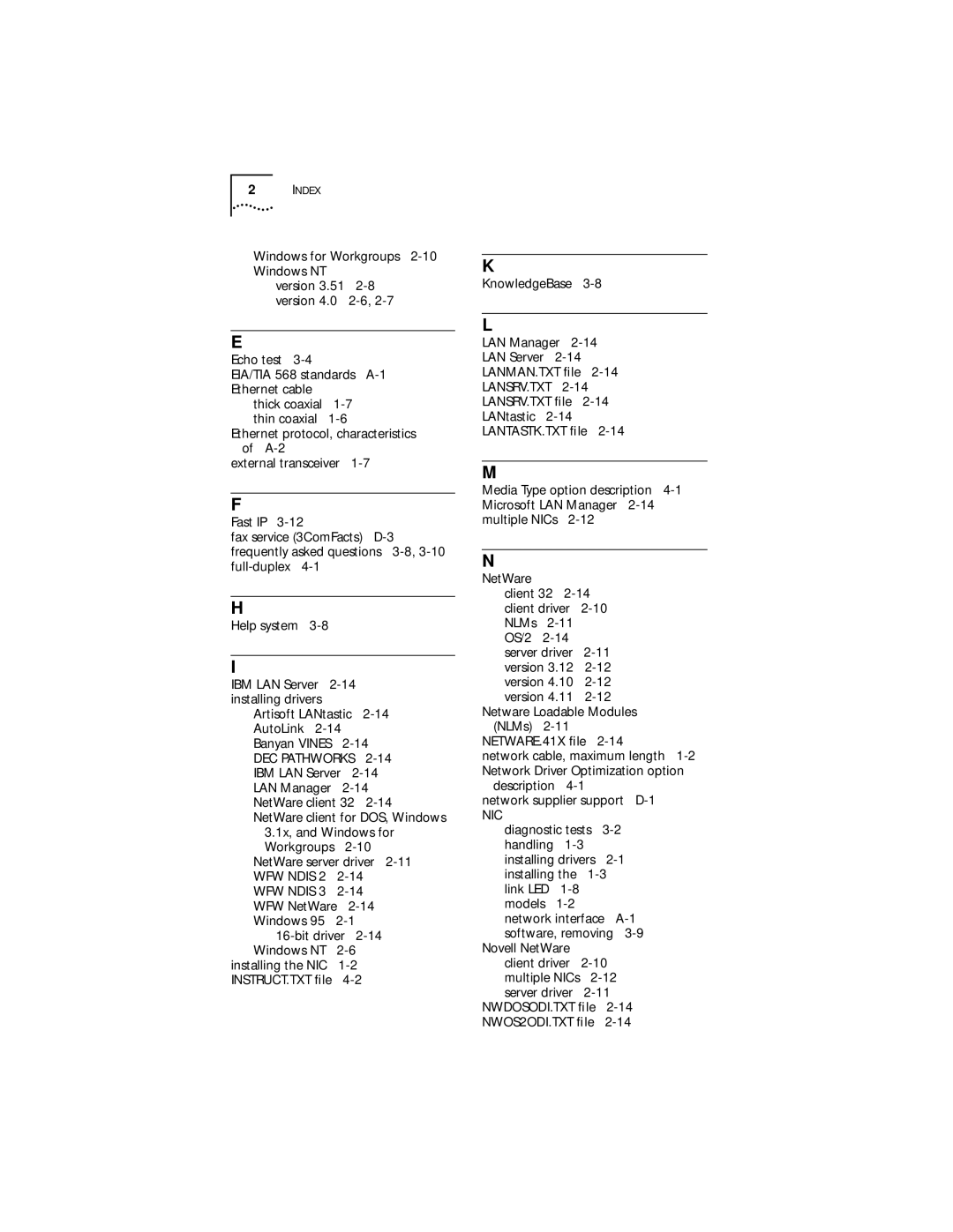 3Com XLPCI manual Lansrv.Txt 