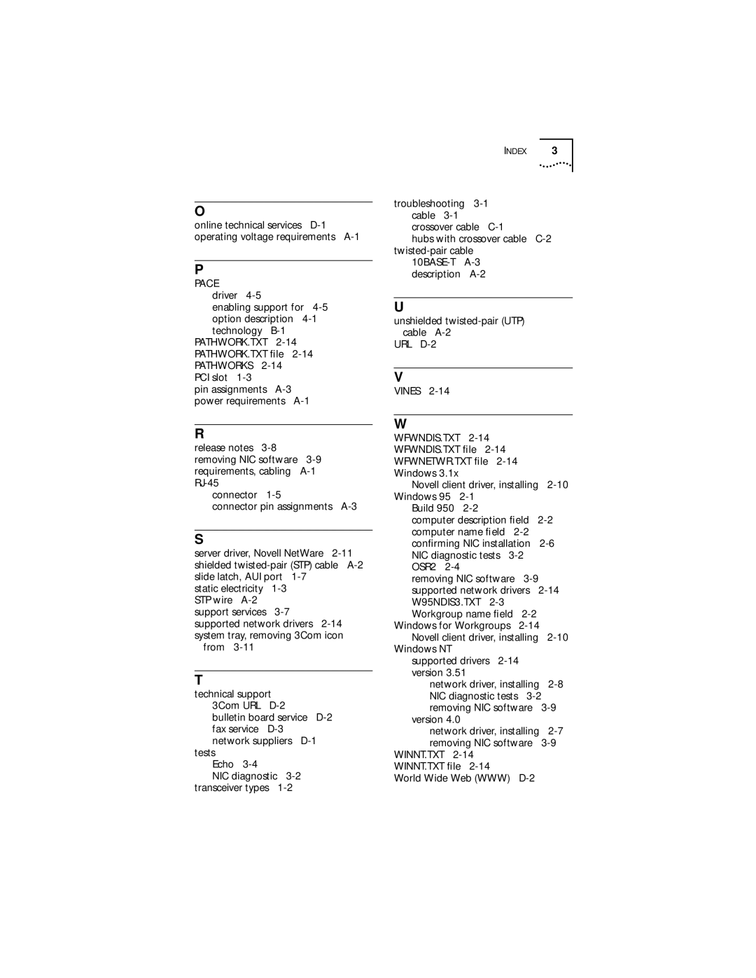 3Com XLPCI manual 10BASE-TA-3 