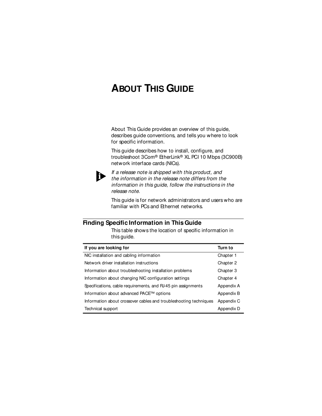 3Com XLPCI manual About this Guide, Finding Speciﬁc Information in This Guide, If you are looking for Turn to 