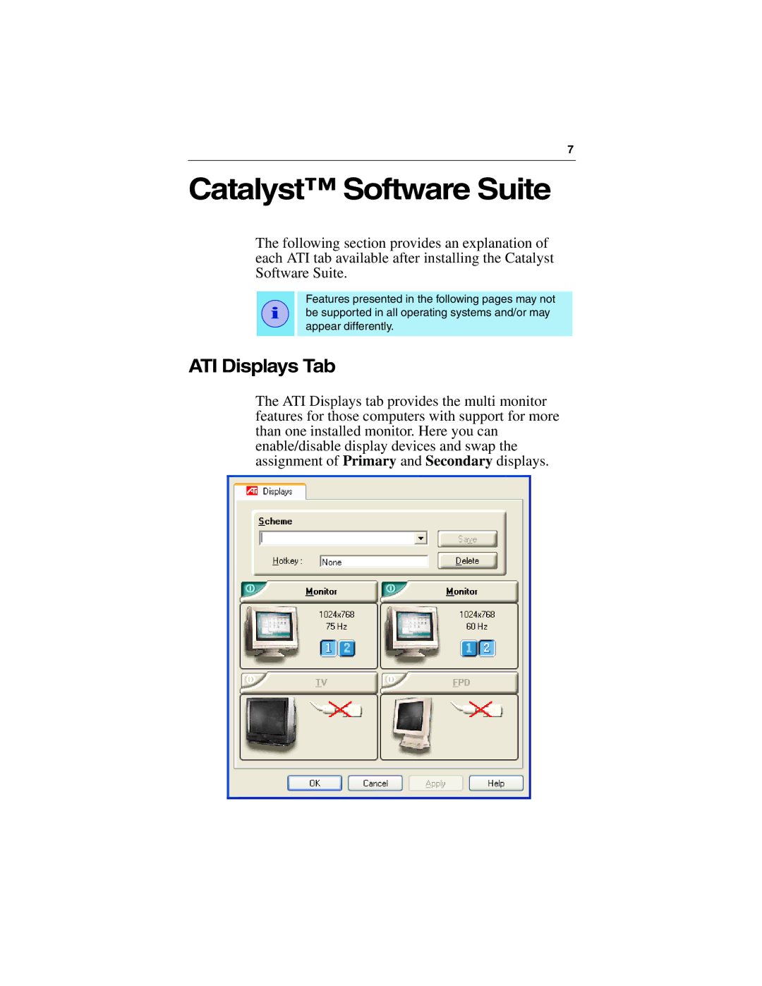 3D Connexion 137-40465-10 specifications Catalyst Software Suite, ATI Displays Tab 