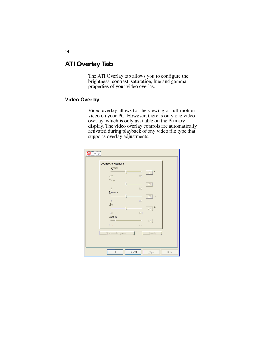 3D Connexion 137-40465-10 specifications ATI Overlay Tab, Video Overlay 