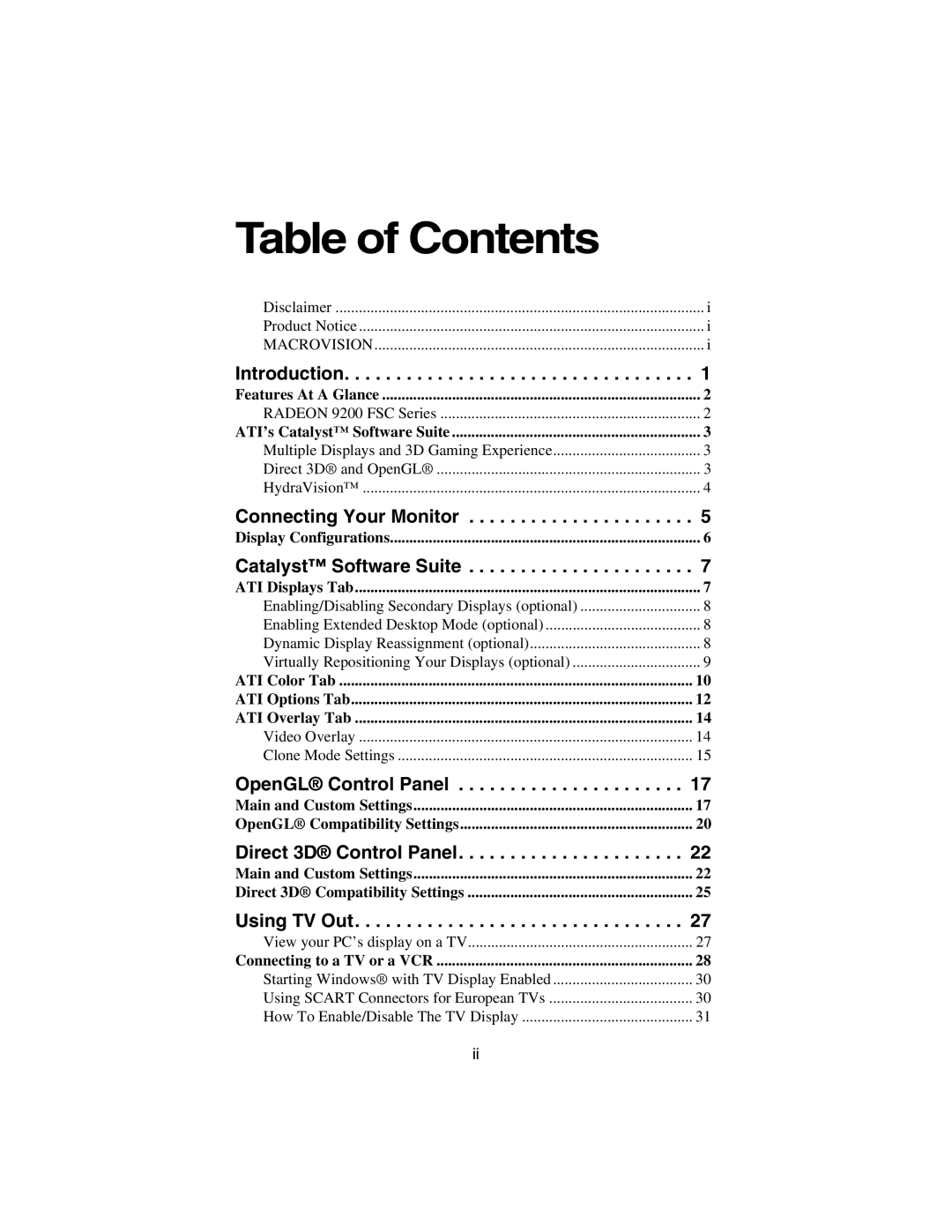 3D Connexion 137-40465-10 specifications Table of Contents 