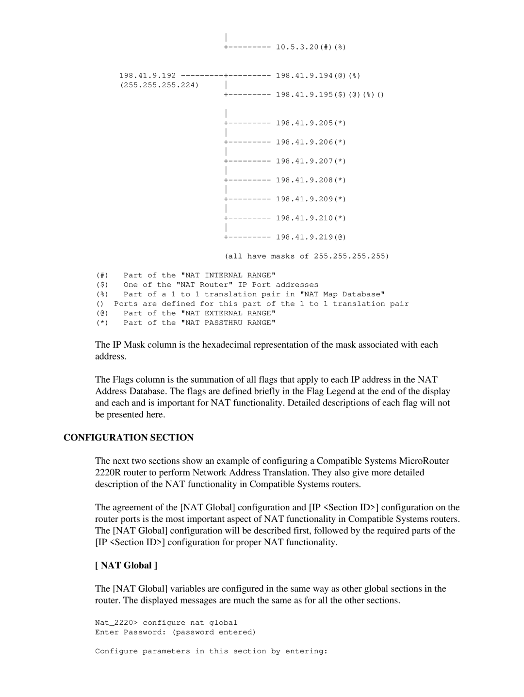 3D Connexion 17621 setup guide Configuration Section, NAT Global 