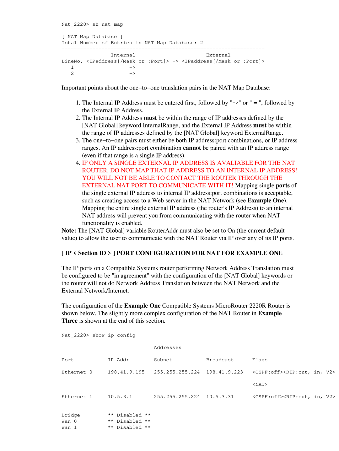 3D Connexion 17621 setup guide IP Section ID Port Configuration for NAT for Example ONE 