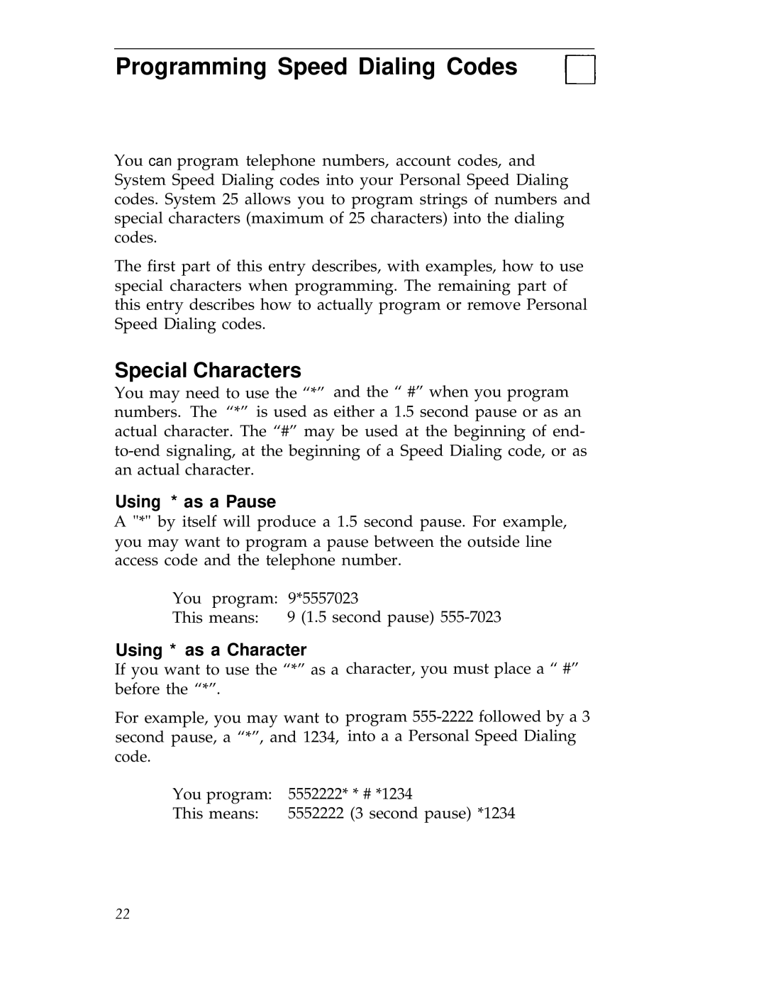 3D Connexion 555-540-702 manual Programming Speed Dialing Codes, Special Characters 