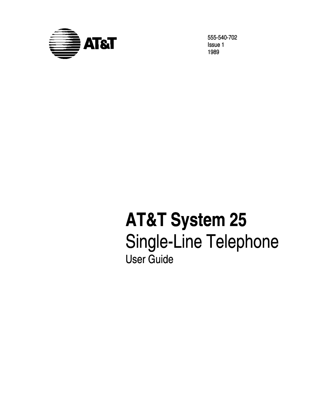 3D Connexion 555-540-702 manual AT&T System, Single-LineTelephone, User Guide, Issue 