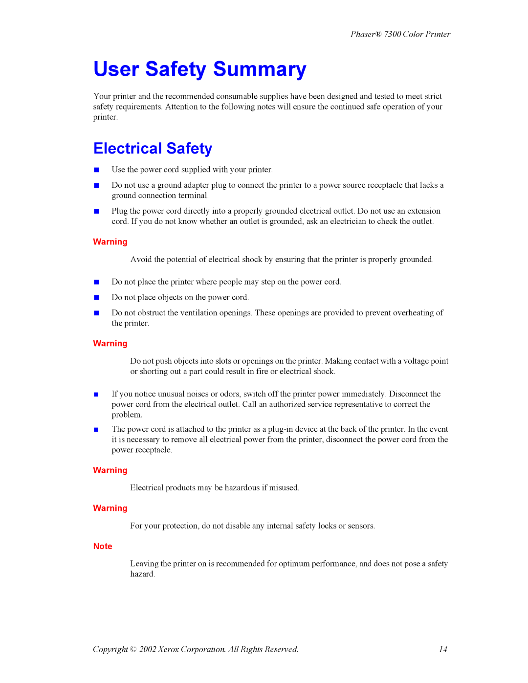 3D Connexion 7300 manual User Safety Summary, Electrical Safety 