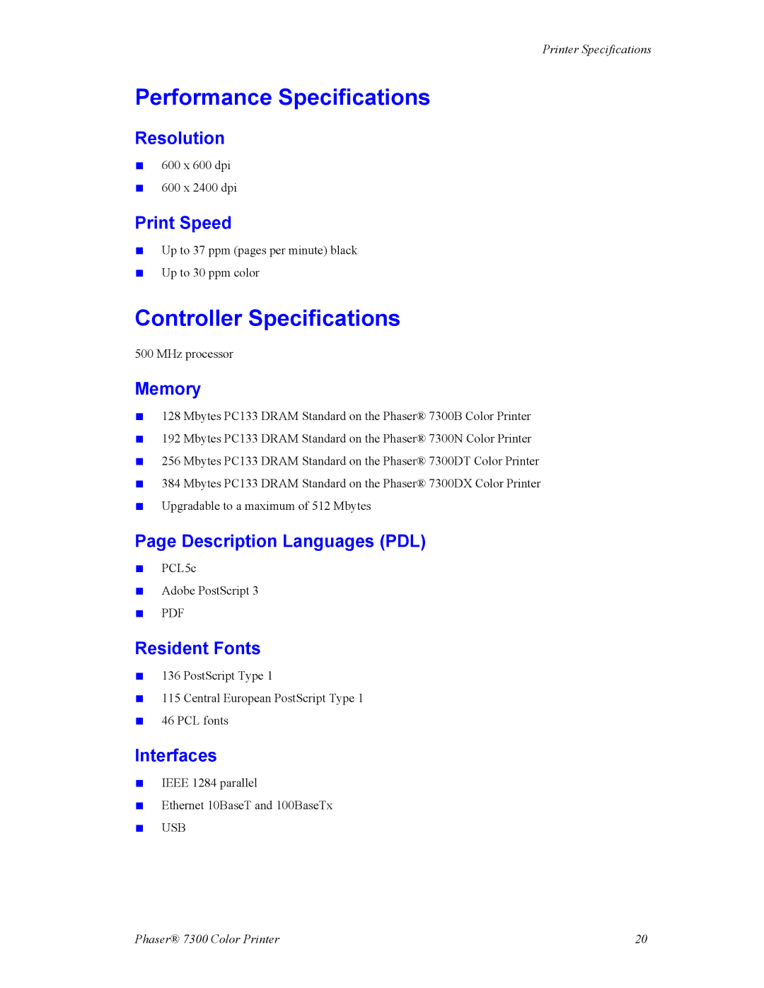 3D Connexion 7300 manual Performance Specifications, Controller Specifications 