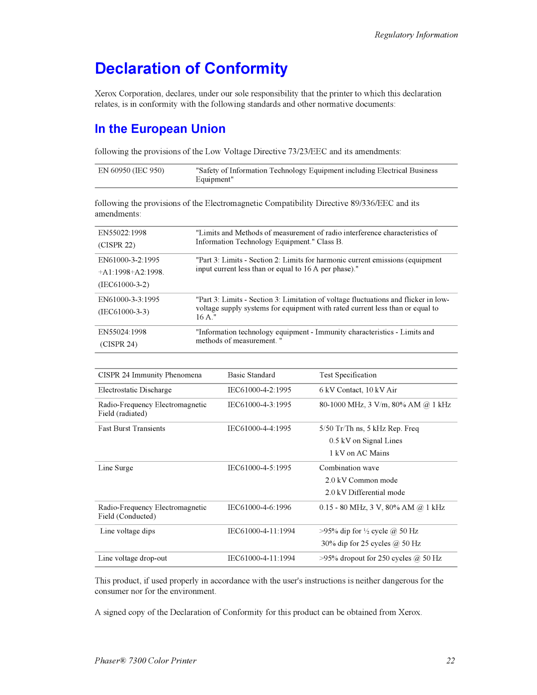 3D Connexion 7300 manual Declaration of Conformity, European Union 