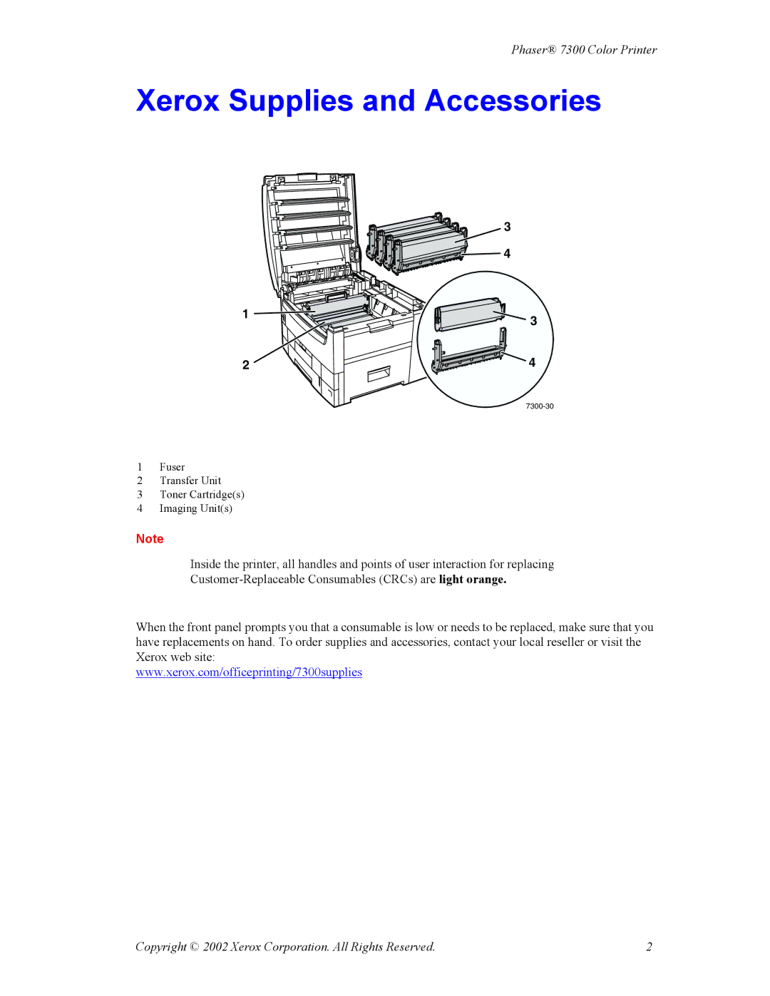 3D Connexion 7300 manual Xerox Supplies and Accessories 