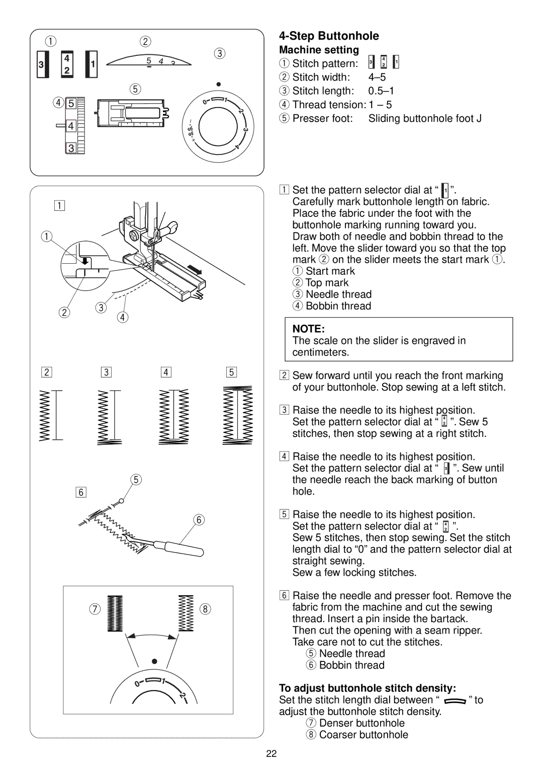 3D Connexion 7318 instruction manual Step Buttonhole, To adjust buttonhole stitch density 