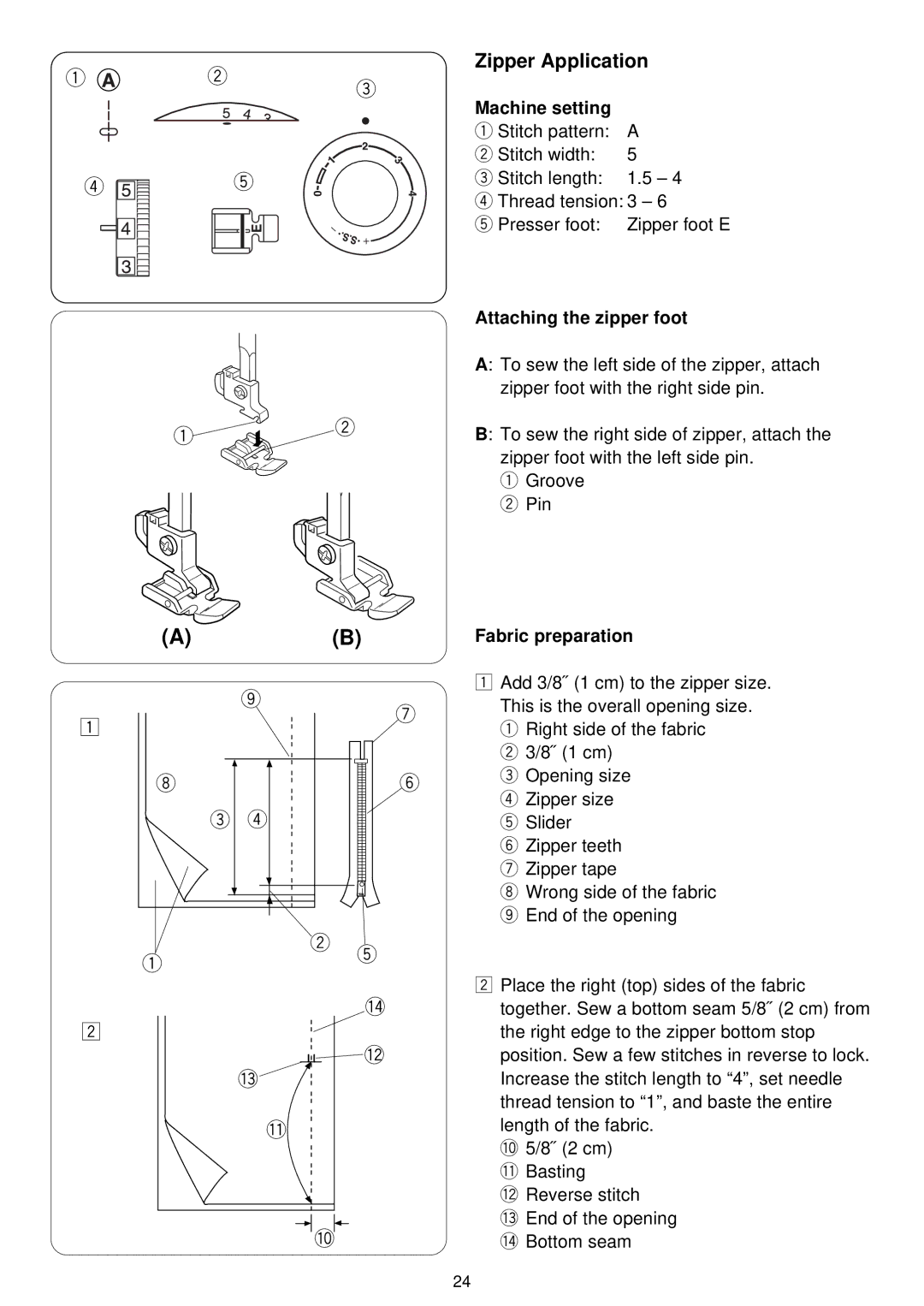 3D Connexion 7318 instruction manual Zipper Application, Attaching the zipper foot, Fabric preparation 