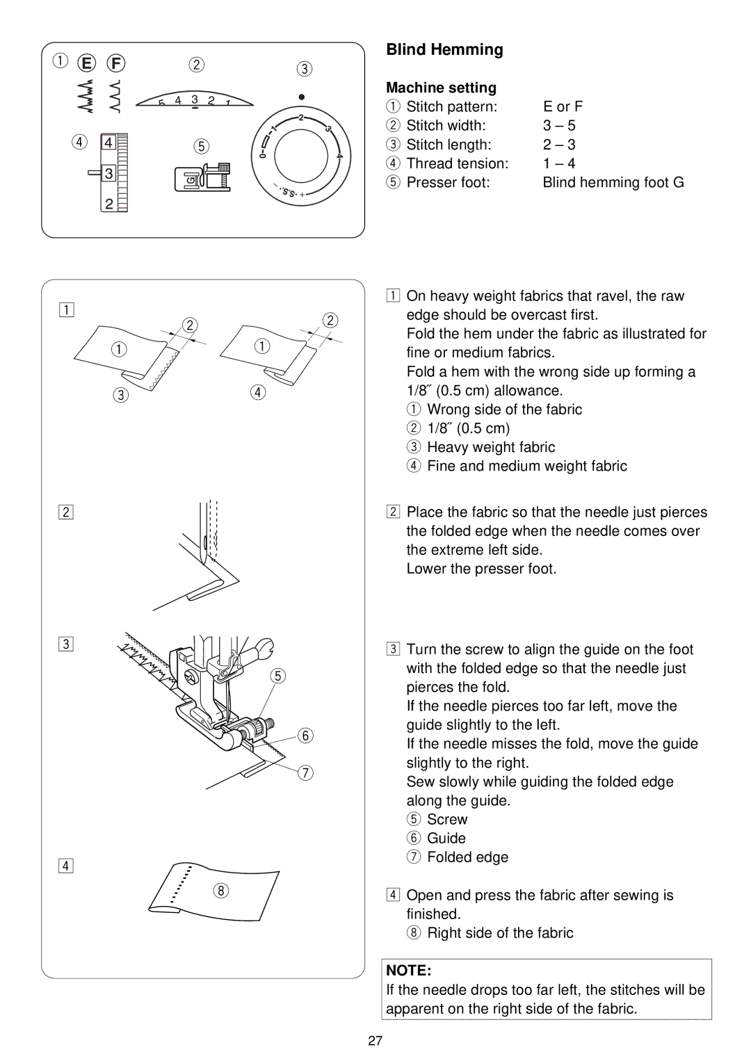 3D Connexion 7318 instruction manual Blind Hemming, Machine setting 