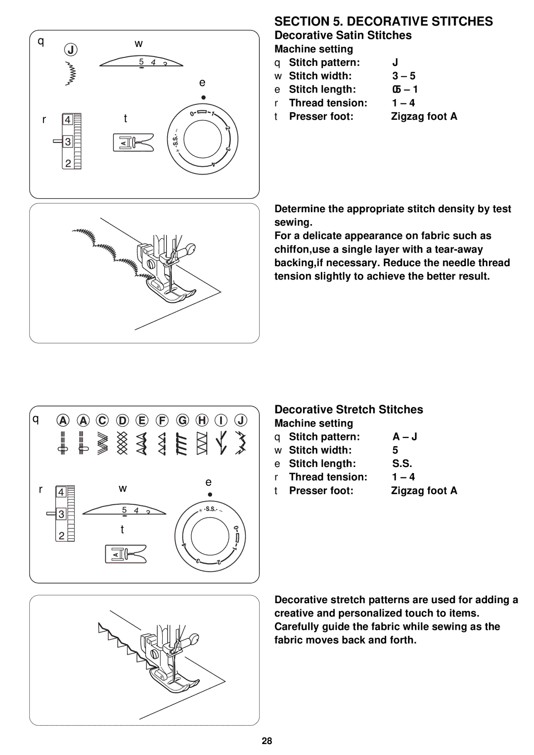 3D Connexion 7318 instruction manual Decorative Satin Stitches, Decorative Stretch Stitches 