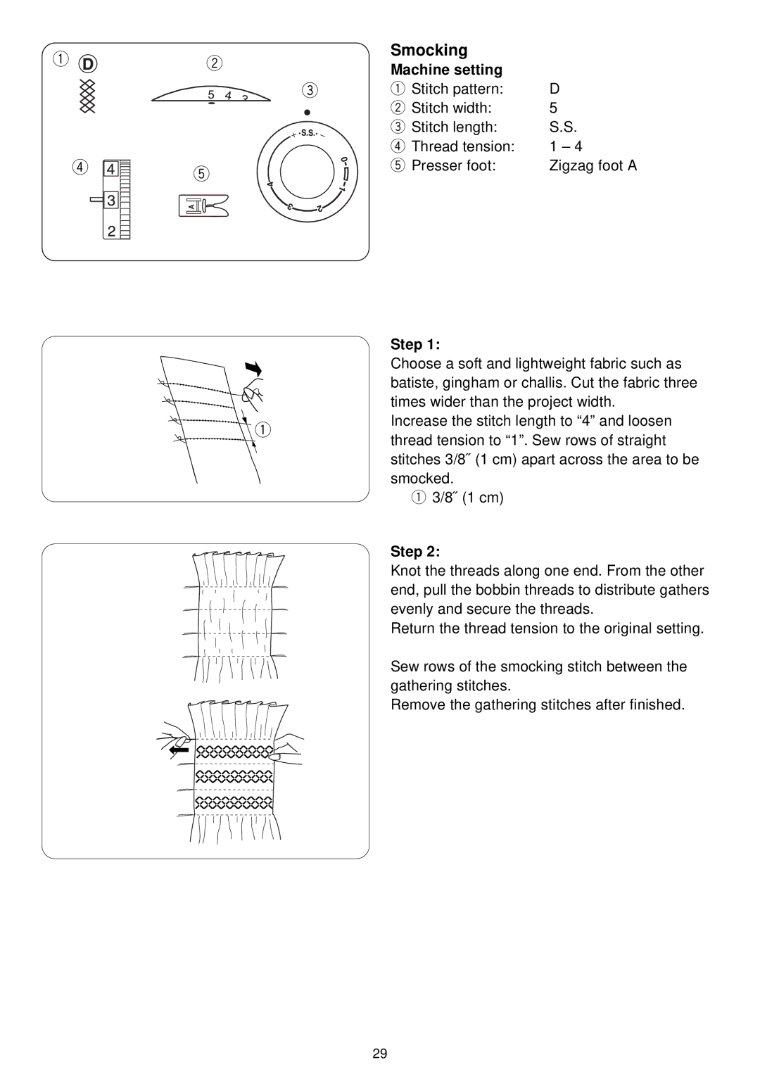 3D Connexion 7318 instruction manual Smocking, Step 