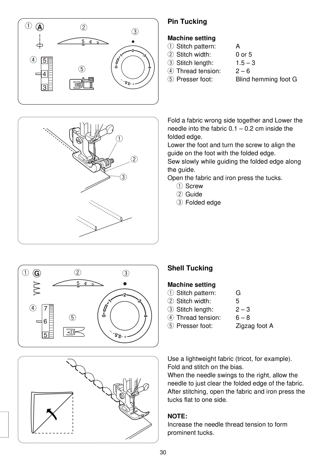 3D Connexion 7318 instruction manual Pin Tucking, Shell Tucking 