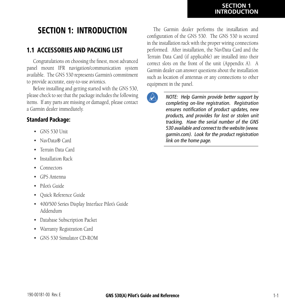 3D Connexion GNS 530(A) manual Standard Package, Section Introduction 