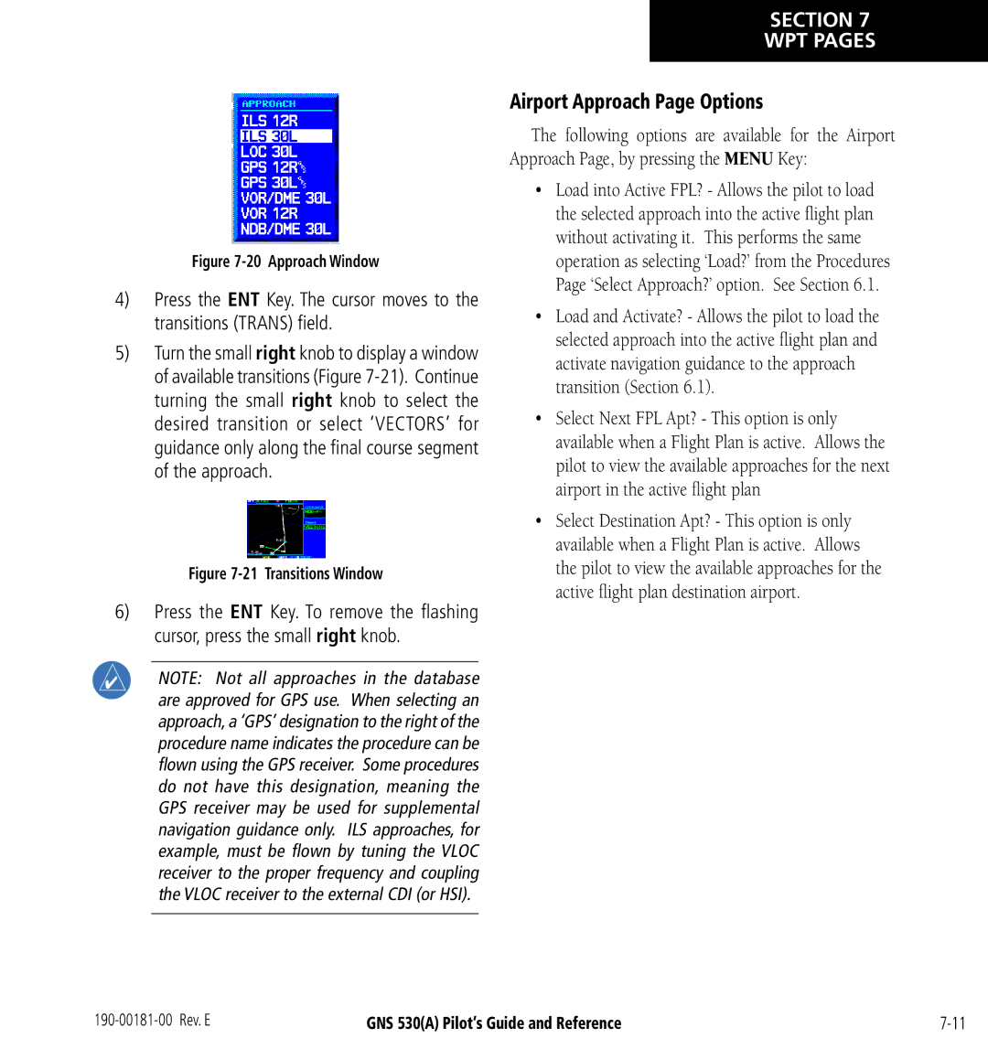 3D Connexion GNS 530(A) manual Airport Approach Page Options, Approach Window 