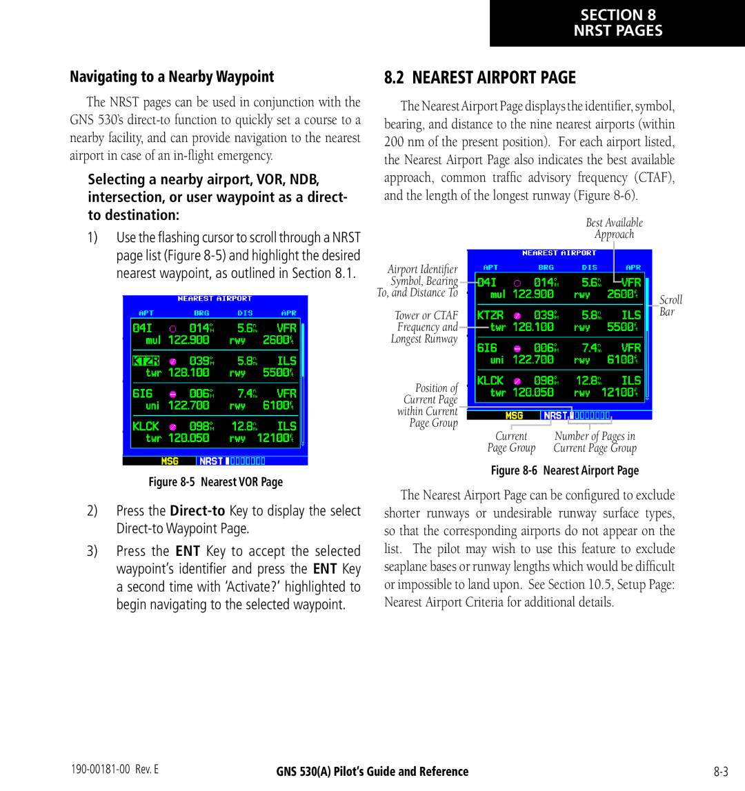 3D Connexion GNS 530(A) manual Nearest Airport, Navigating to a Nearby Waypoint 