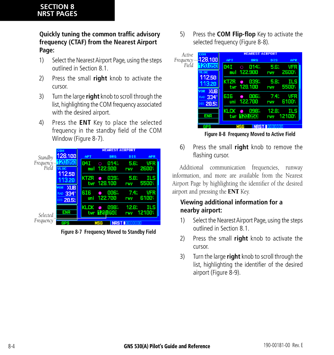 3D Connexion GNS 530(A) manual Frequency Moved to Active Field 