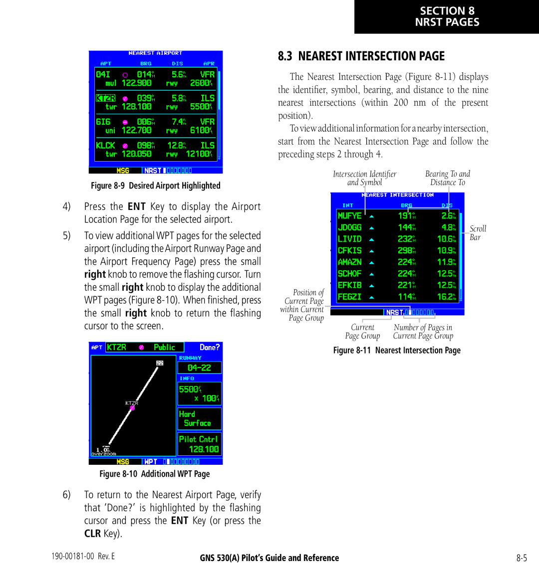 3D Connexion GNS 530(A) manual Nearest Intersection, Desired Airport Highlighted 