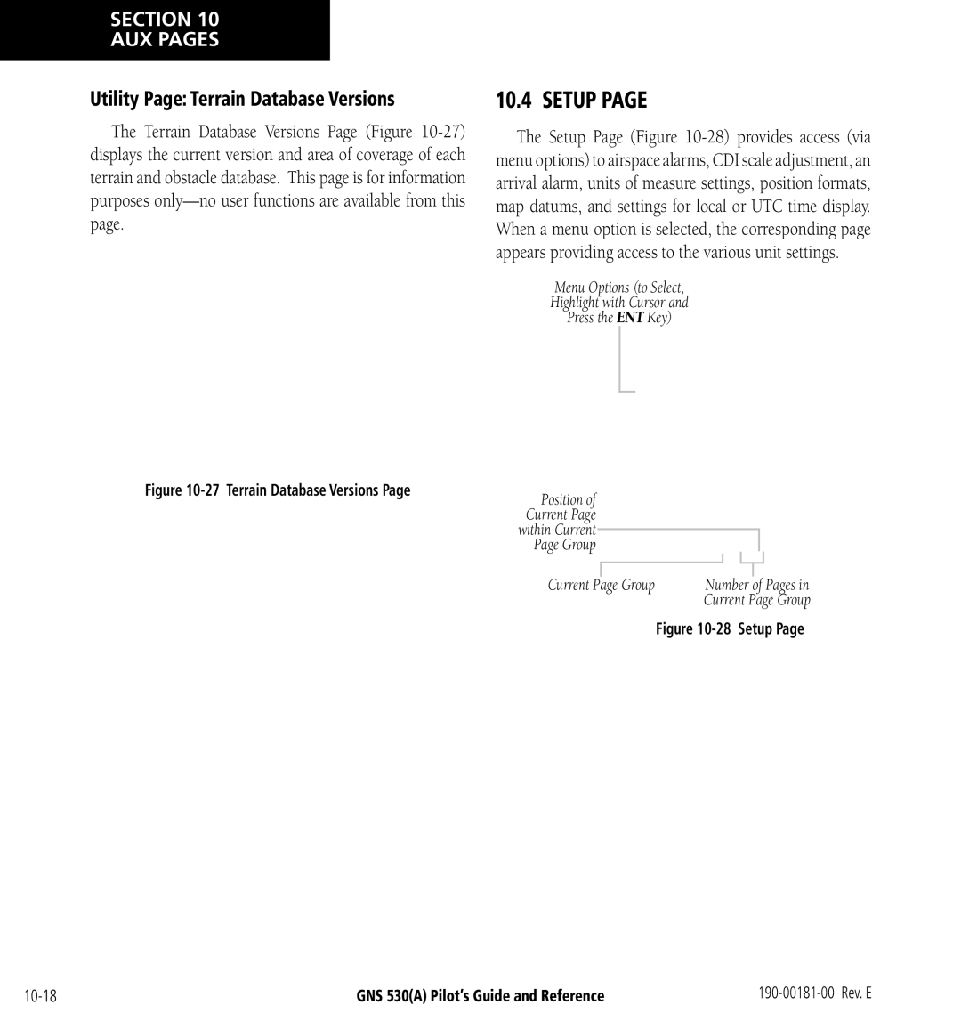 3D Connexion GNS 530(A) manual Setup, Utility Page Terrain Database Versions 