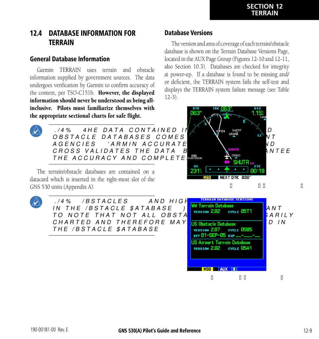 3D Connexion GNS 530(A) manual General Database Information, Database Versions 