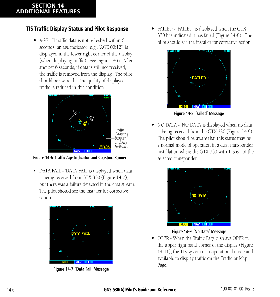 3D Connexion GNS 530(A) manual TIS Trafﬁc Display Status and Pilot Response, Trafﬁc Coasting Banner Age Indicator 