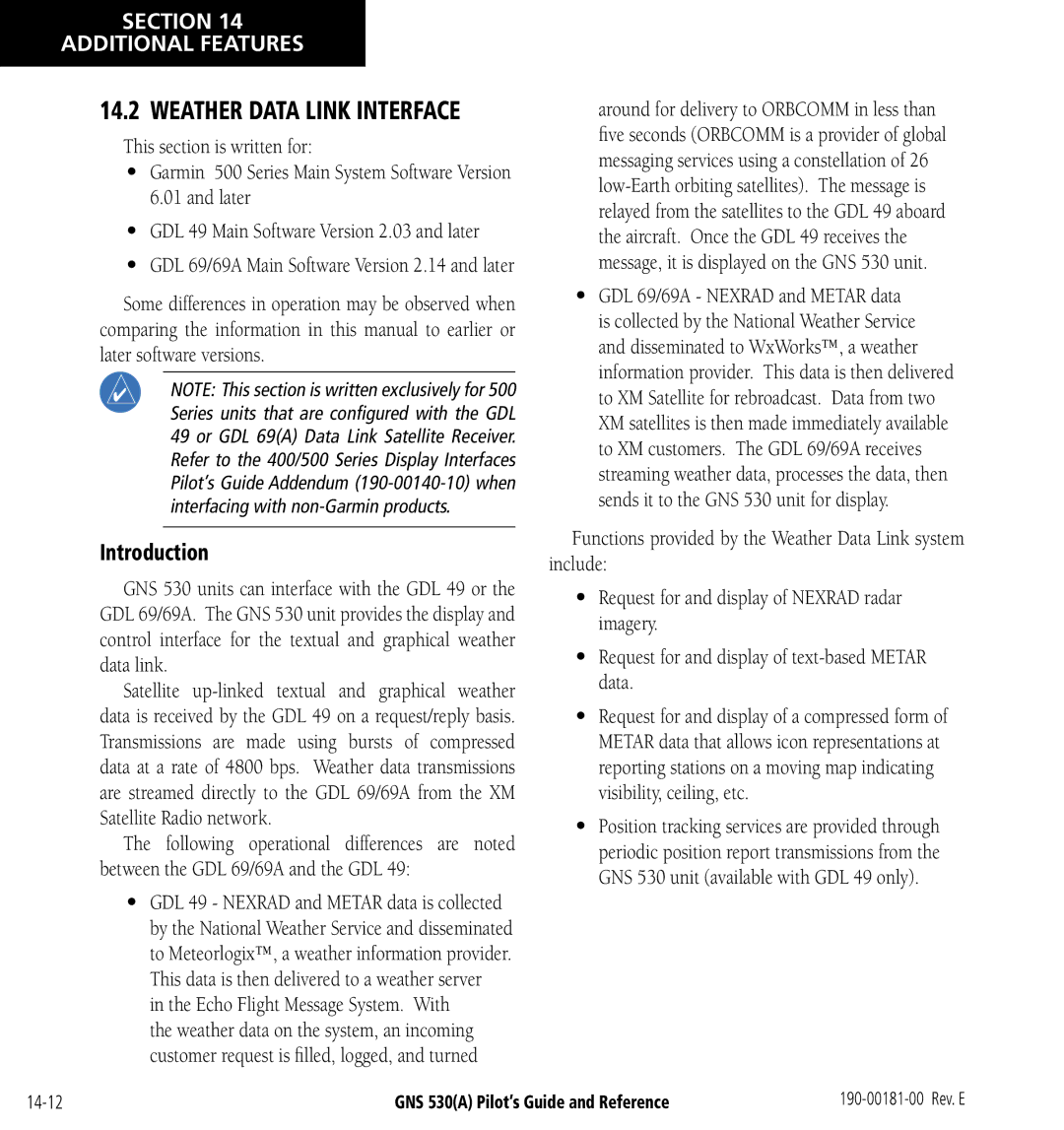 3D Connexion GNS 530(A) manual Weather Data Link Interface, Introduction 