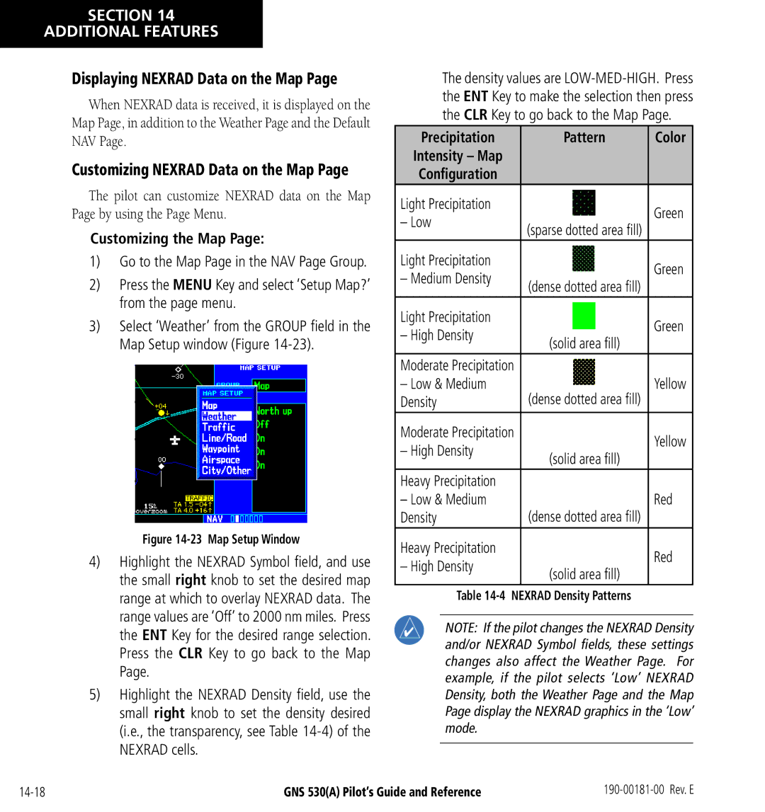 3D Connexion GNS 530(A) manual Customizing Nexrad Data on the Map, Customizing the Map, Pattern 