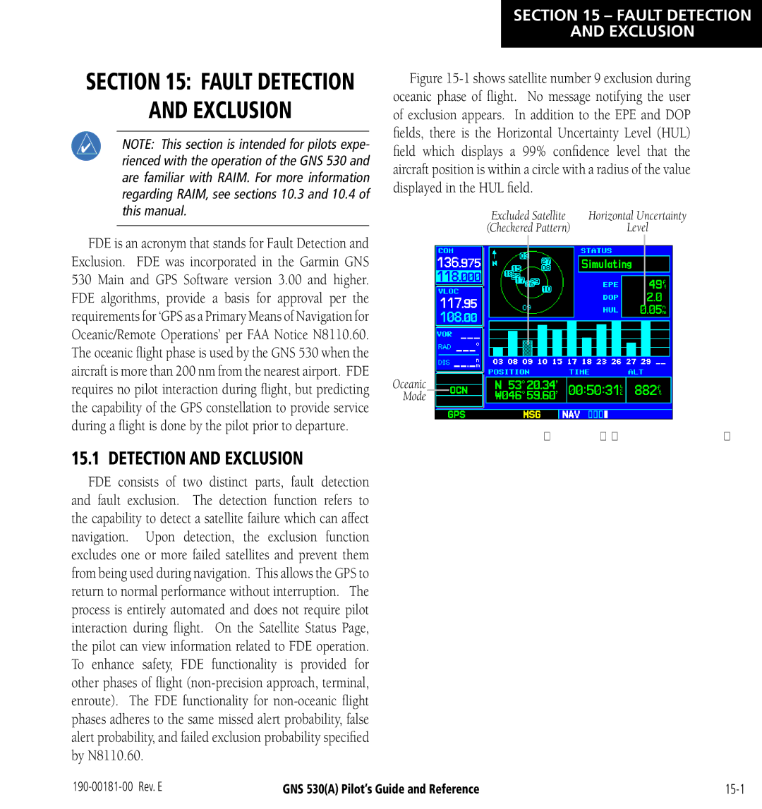 3D Connexion GNS 530(A) manual Detection and Exclusion, Fault Detection Exclusion 