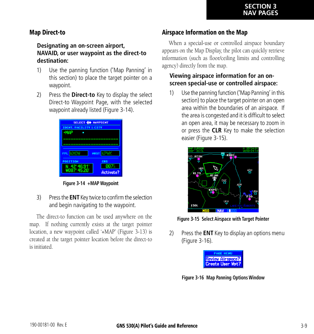 3D Connexion GNS 530(A) manual Map Direct-to, Airspace Information on the Map 