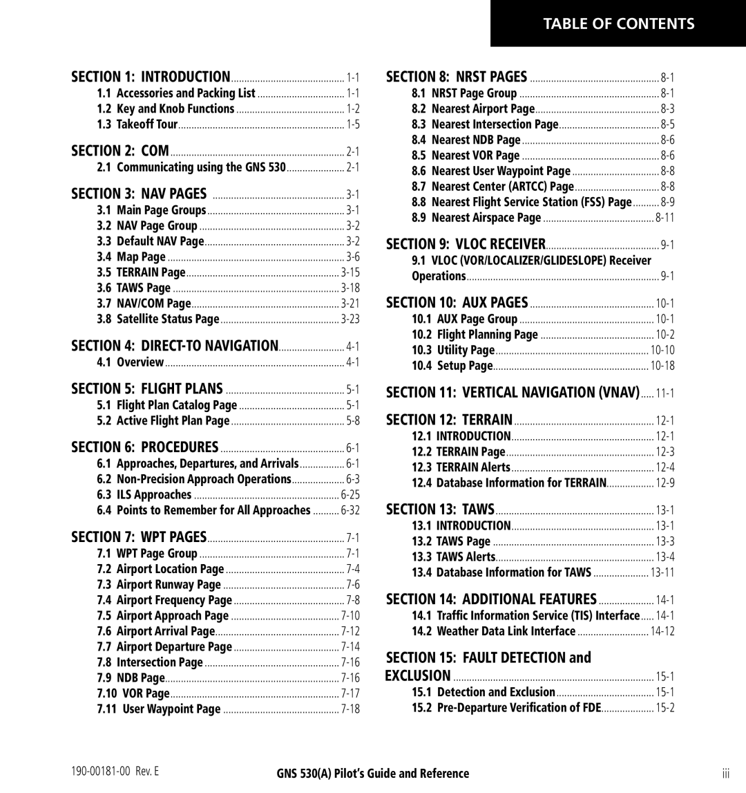 3D Connexion GNS 530(A) manual Table of Contents 