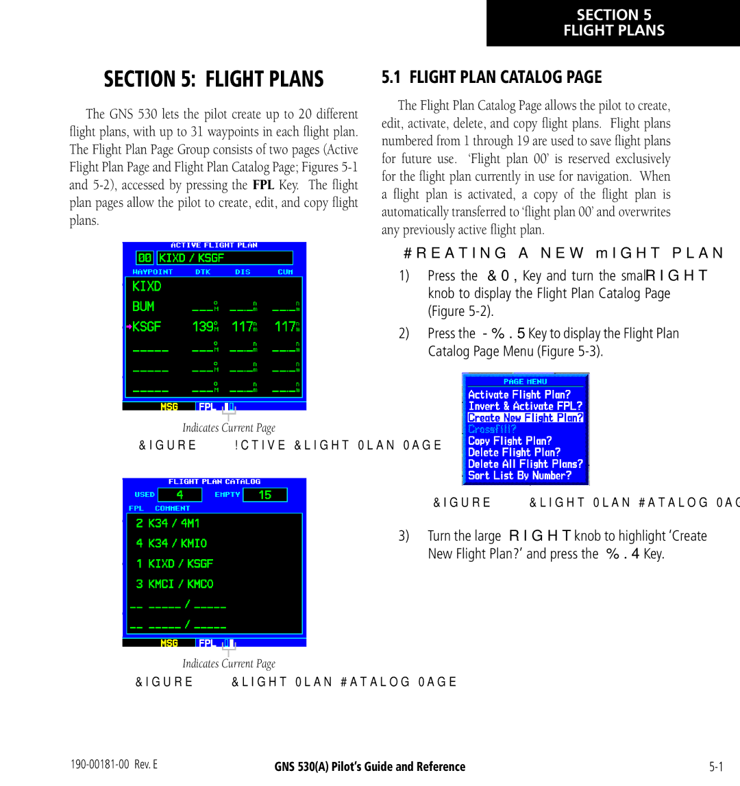 3D Connexion GNS 530(A) manual Flight Plan Catalog, Section Flight Plans 