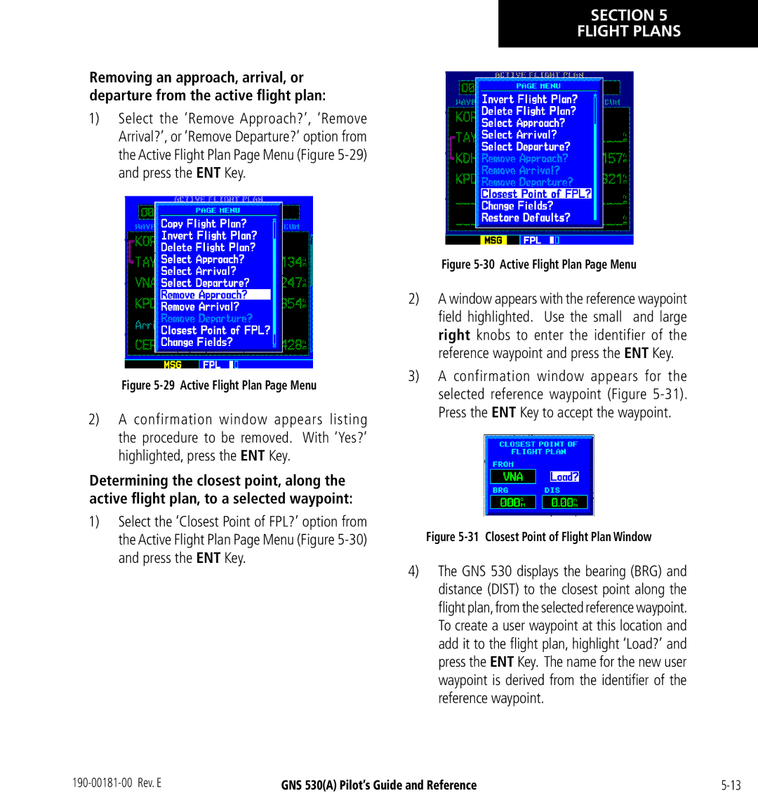 3D Connexion GNS 530(A) manual Active Flight Plan Page Menu 