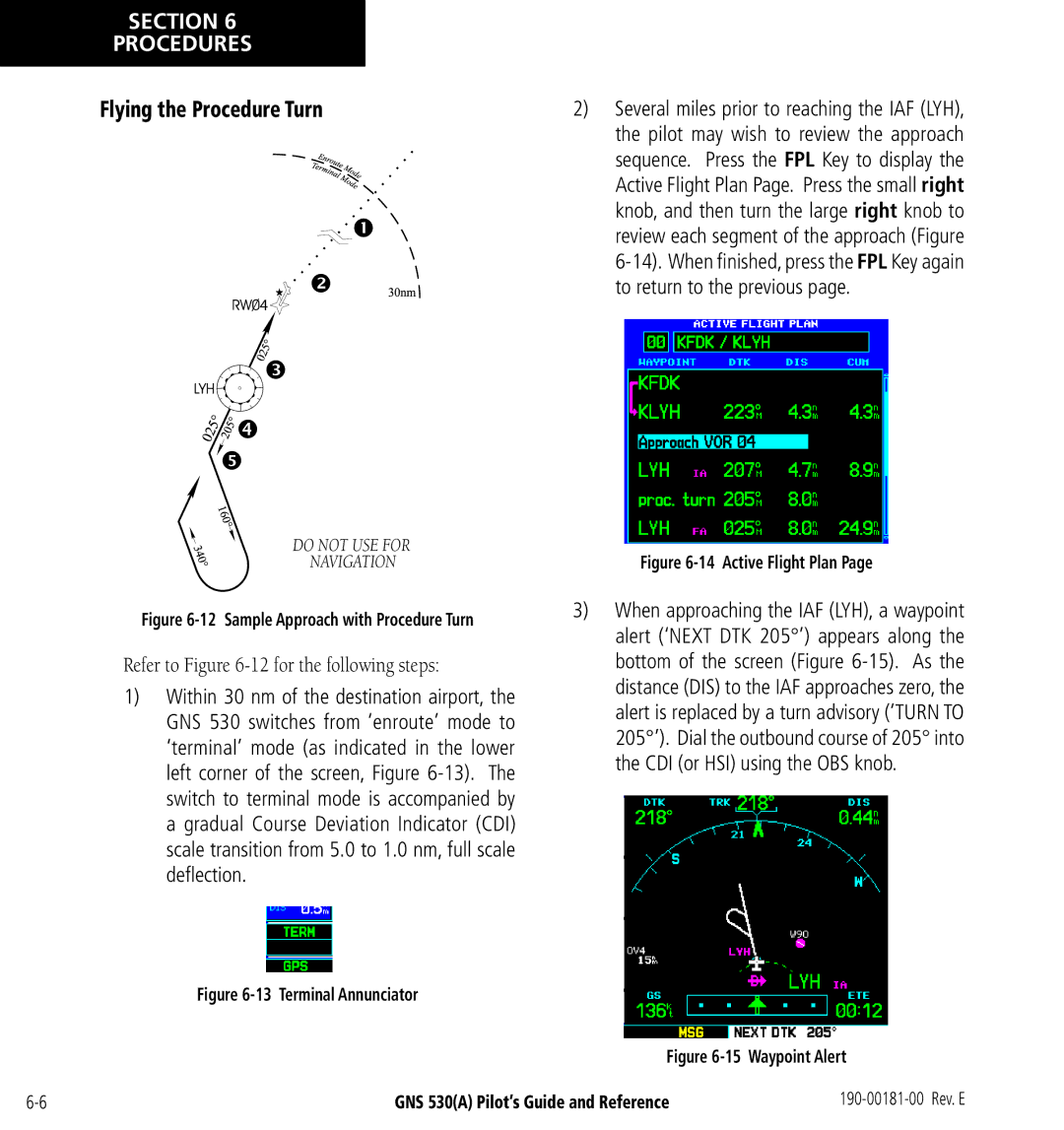 3D Connexion GNS 530(A) manual Flying the Procedure Turn, Refer to -12 for the following steps 