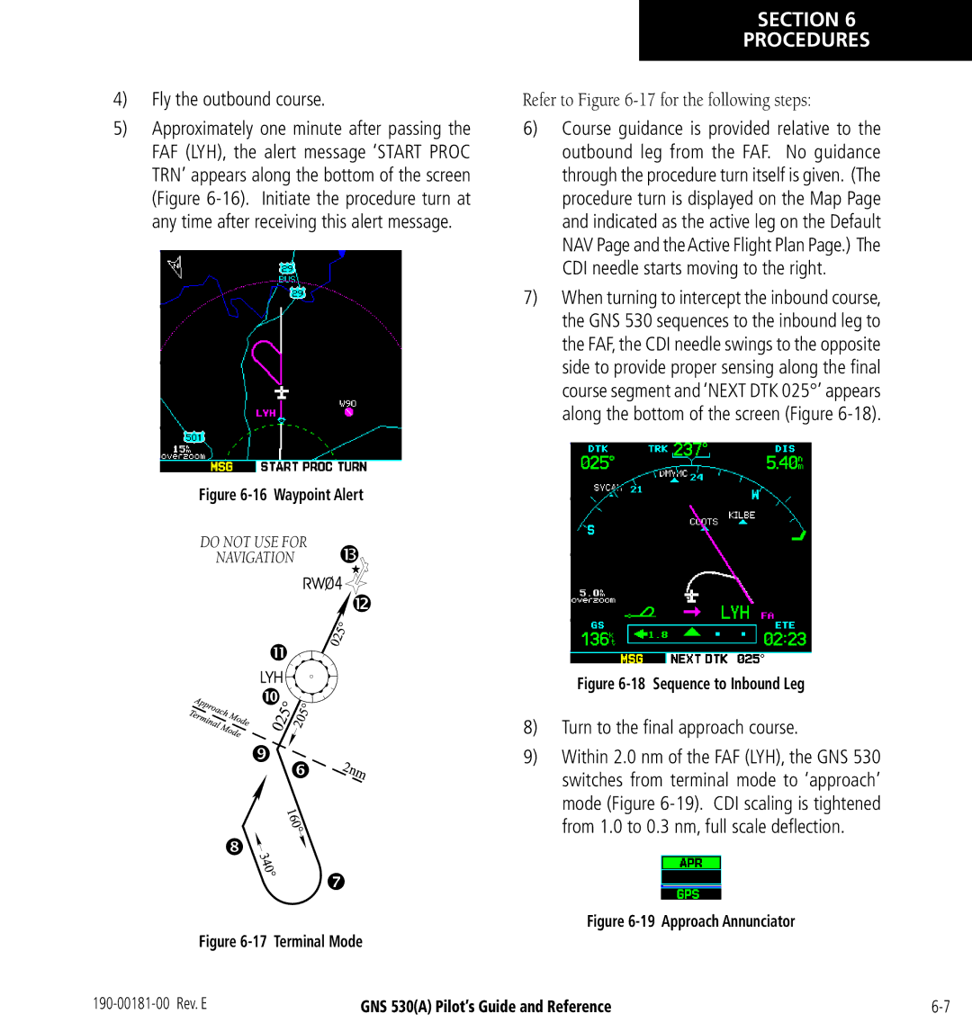 3D Connexion GNS 530(A) Fly the outbound course, Refer to -17 for the following steps, Turn to the ﬁnal approach course 