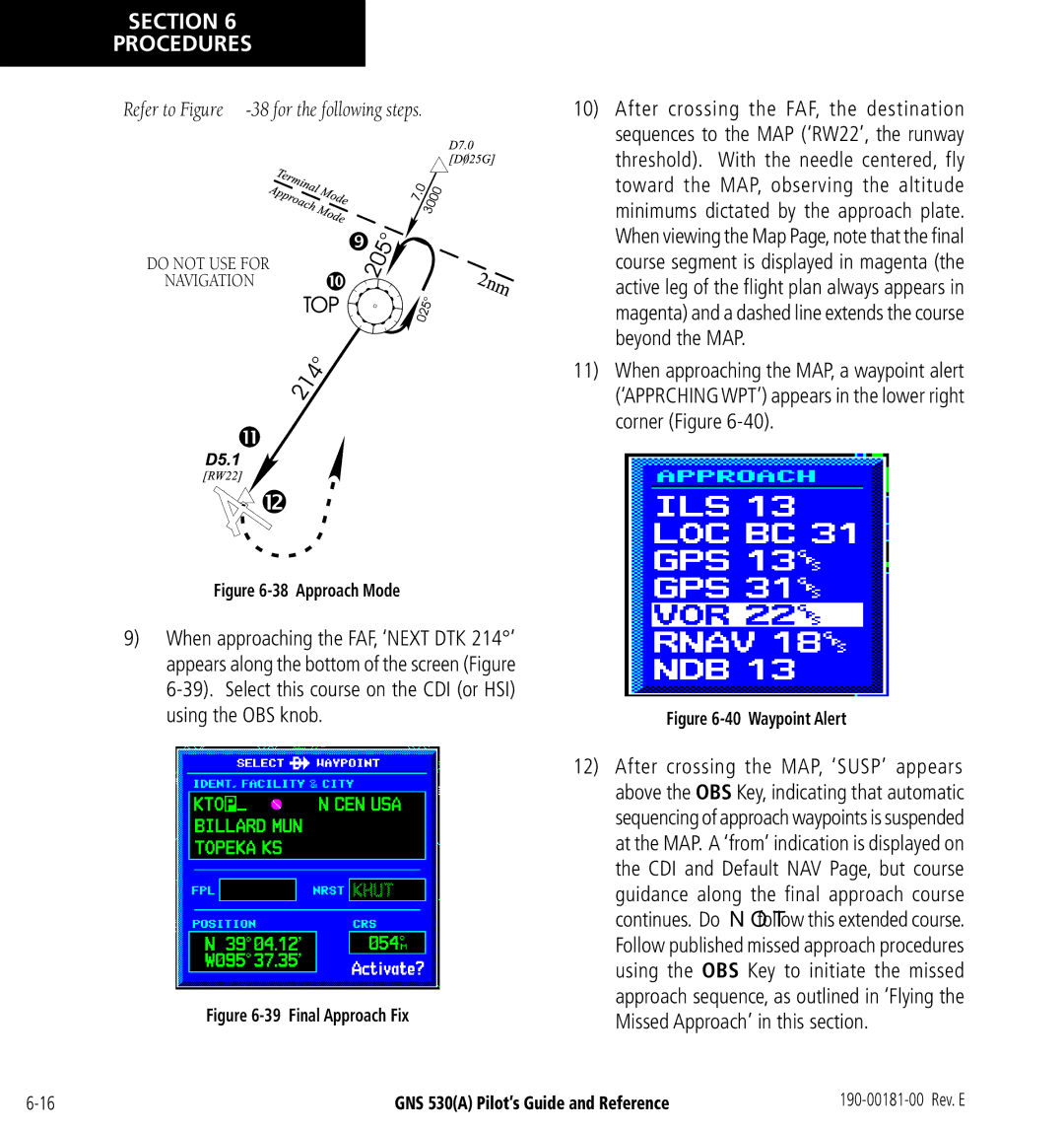 3D Connexion GNS 530(A) manual Refer to -38 for the following steps, Approach Mode 