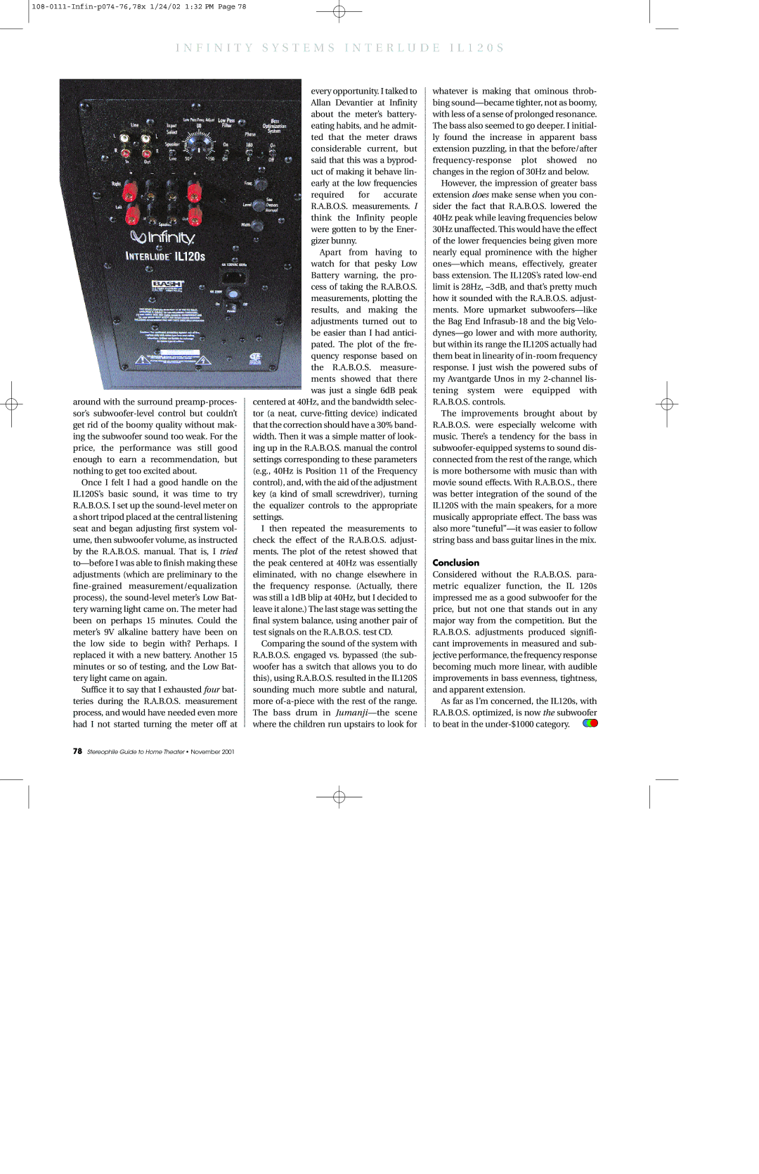 3D Connexion IL120s specifications Conclusion 