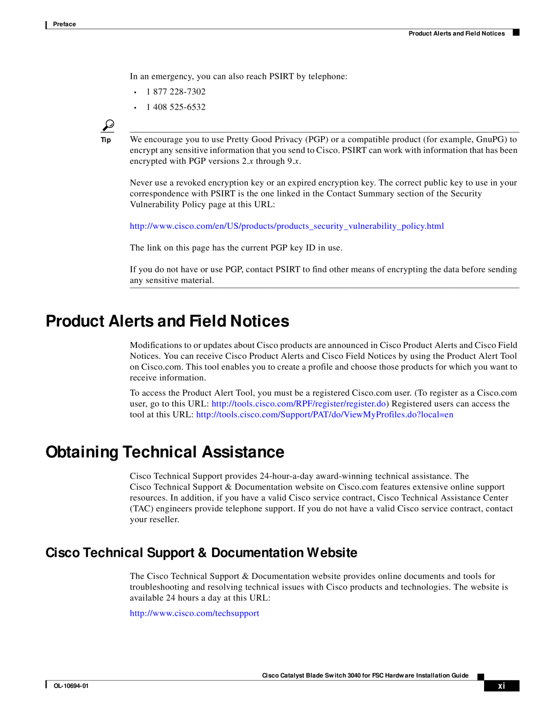 3D Connexion OL-10694-01 appendix Product Alerts and Field Notices, Obtaining Technical Assistance 