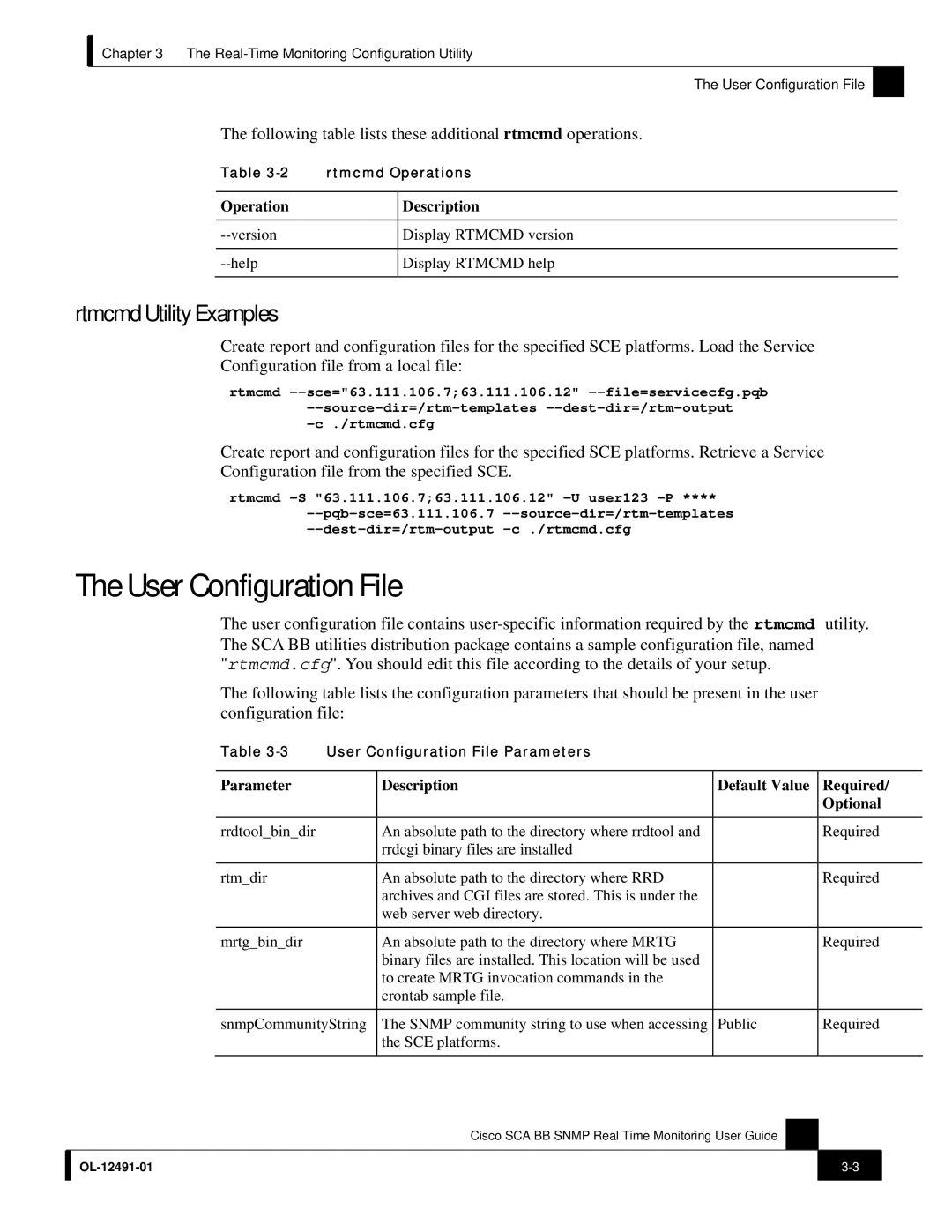 3D Connexion OL-12491-01 manual User Configuration File, Rtmcmd Utility Examples, Operation Description 